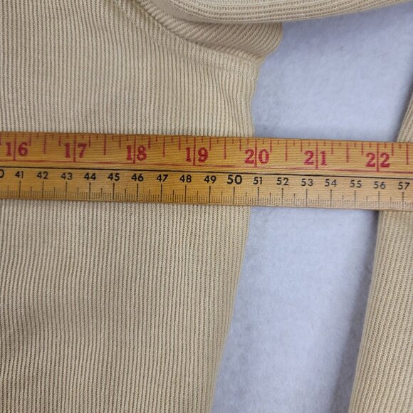 Koret Embroidered Beige Long Sleeve Top Size S With Shoulder Pads New Grannycore - Picture 8 of 10